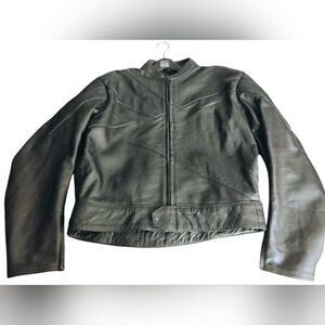 Top Gear By 4 Star  Black Leather Motorcycle Jacket with Fitted Silhouette